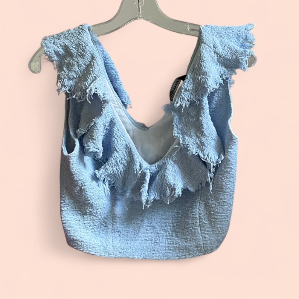 Zara Cropped Top with Ruffled Neckline - Picture 7 of 8